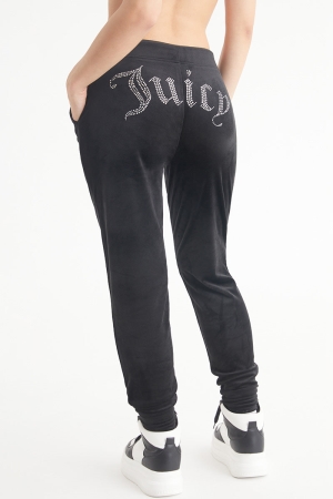 Juicy Couture Big Bling Velour παντελονι jogger γυναικεια Liquorice | LRTF-50647