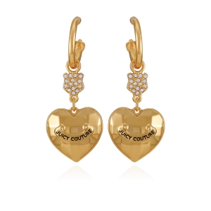 Juicy Couture Bling Heart Drop Hoop Σκουλαρικια γυναικεια χρυσο χρωμα | STLP-24597
