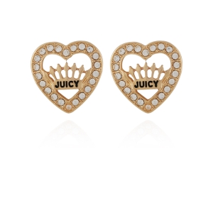 Juicy Couture Crown Heart Stud Σκουλαρικια γυναικεια χρυσο χρωμα | OPYL-71583