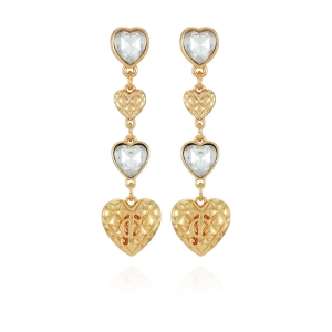 Juicy Couture Heart Shaped Linear Drop Σκουλαρικια γυναικεια χρυσο χρωμα | GIBH-46109