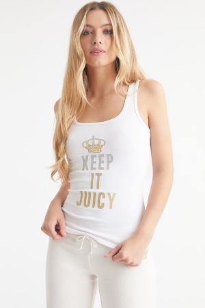 Juicy Couture Keep It Juicy Tank Αριστος γυναικεια ασπρα | BPNS-69873