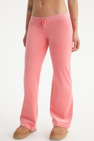 Juicy Couture Malibu Small Bling βαμβακερα Velour παντελονι φορμας γυναικεια κοραλι | QHER-87410