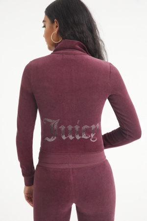 Juicy Couture Ombre Bling βαμβακερα Velour Mockneck αθλητικα μπουφαν γυναικεια Plonk | URKA-61973