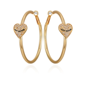 Juicy Couture Thin Bling Heart Hoop Σκουλαρικια γυναικεια χρυσο χρωμα | DJVO-97013