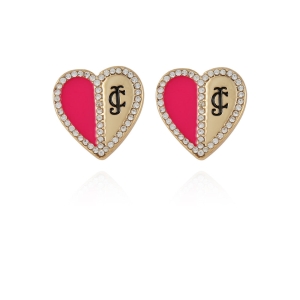 Juicy Couture Twotone Heart Stud Σκουλαρικια γυναικεια χρυσο χρωμα | OZCB-18643